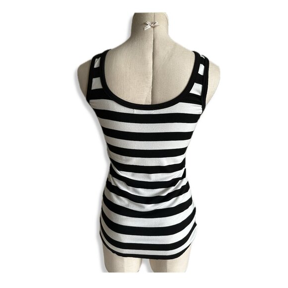 Bailey 44 Tank Top Womens Size S Black and White Striped Scoop Neck - Picture 2 of 4